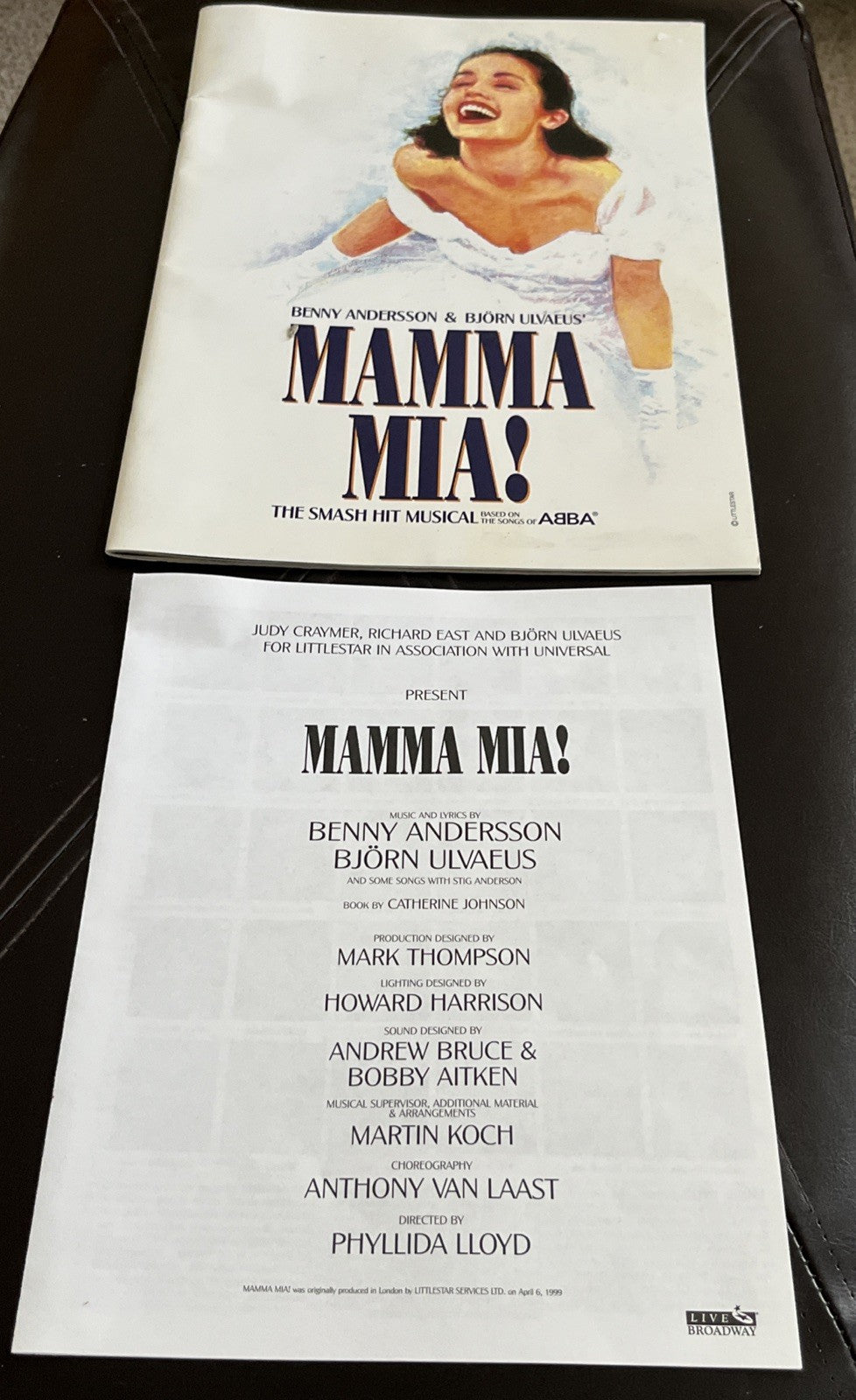 Mama Mia Program With 2 Panel Insert ABBA Play Theatre