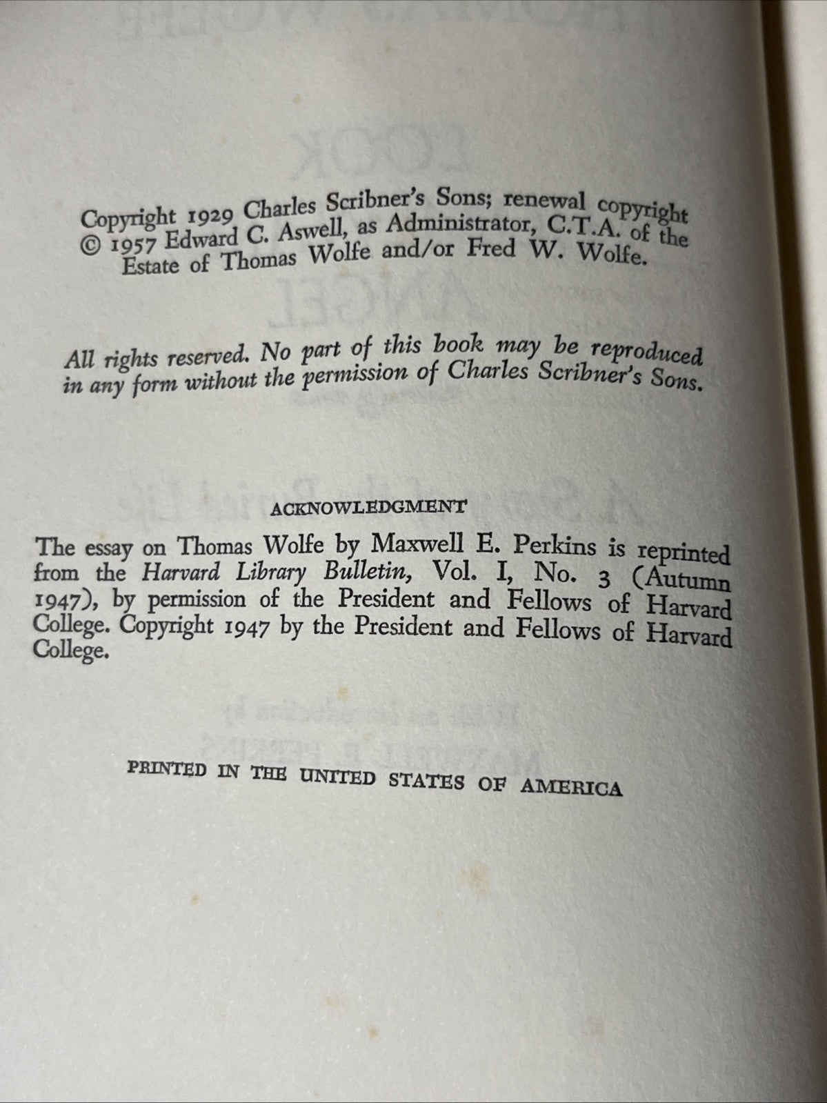 Thomas Wolfe 1st Edition Of Time And The River & Look Homeward Angel 1935 /1957