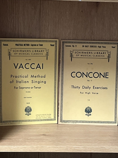 Lot of 2 Schirmer's Library of Musical Classics Sheet Music Concone $ Vaccai