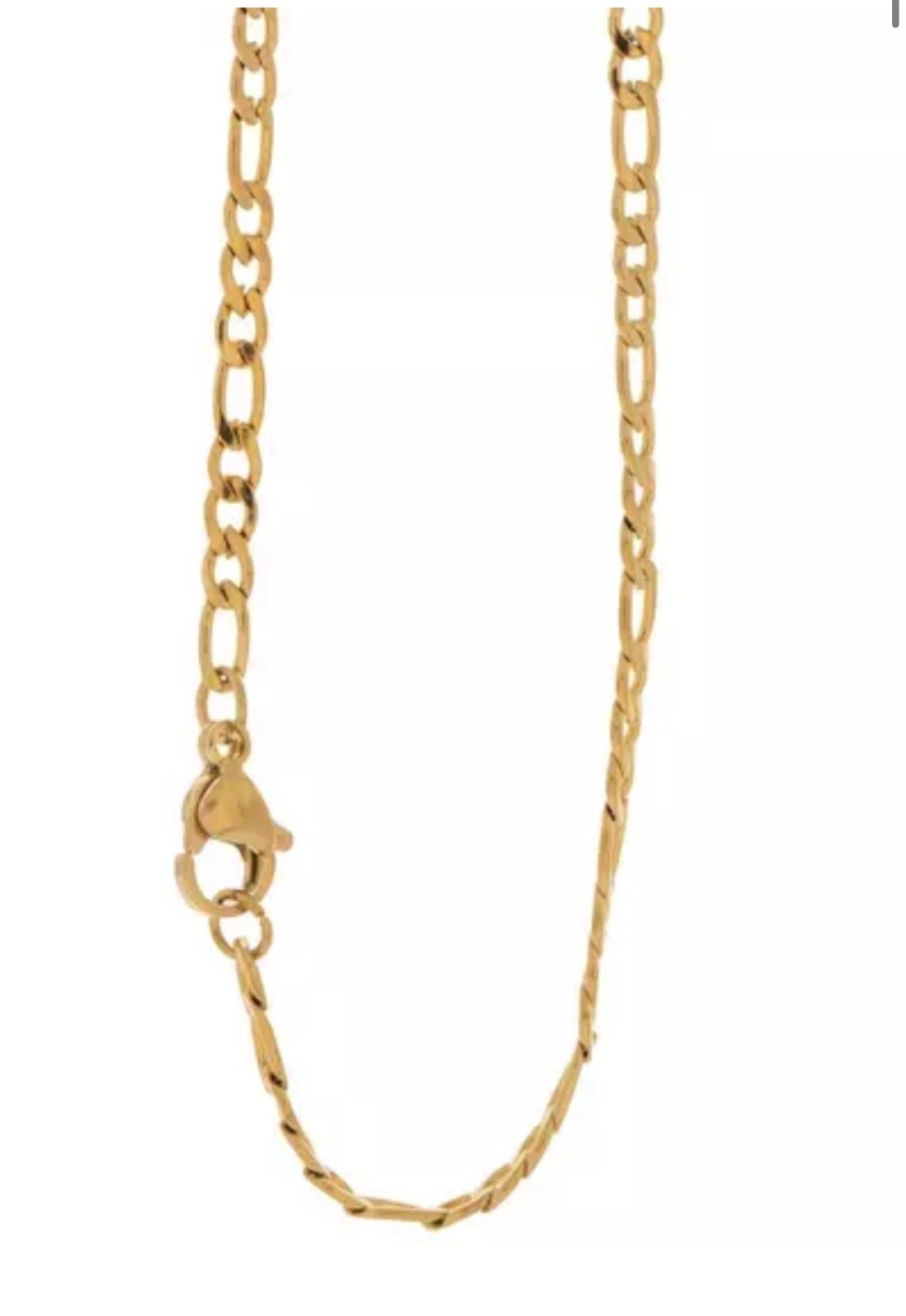 Figaro 18K Gold Plated Stainless Steel Link Chain Necklace Man Woman 14in-48in