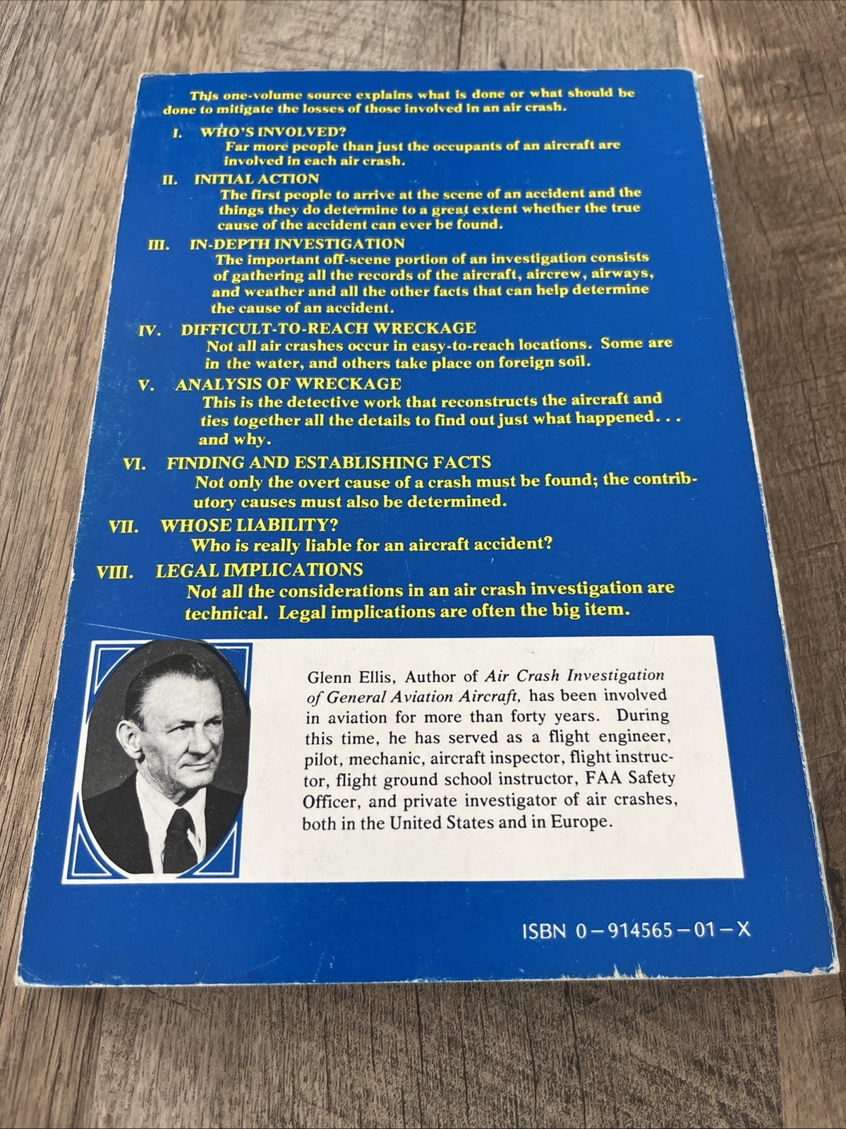 AIR CRASH INVESTIGATION OF GENERAL AVIATION AIRCRAFT 1st Ed By Glenn Ellis 1984