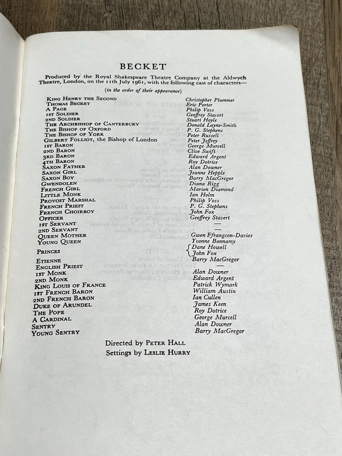 Samuel French BECKET OR THE HONOUR OF GOD: A PLAY IN FOUR ACTS By Jean Anouilh..