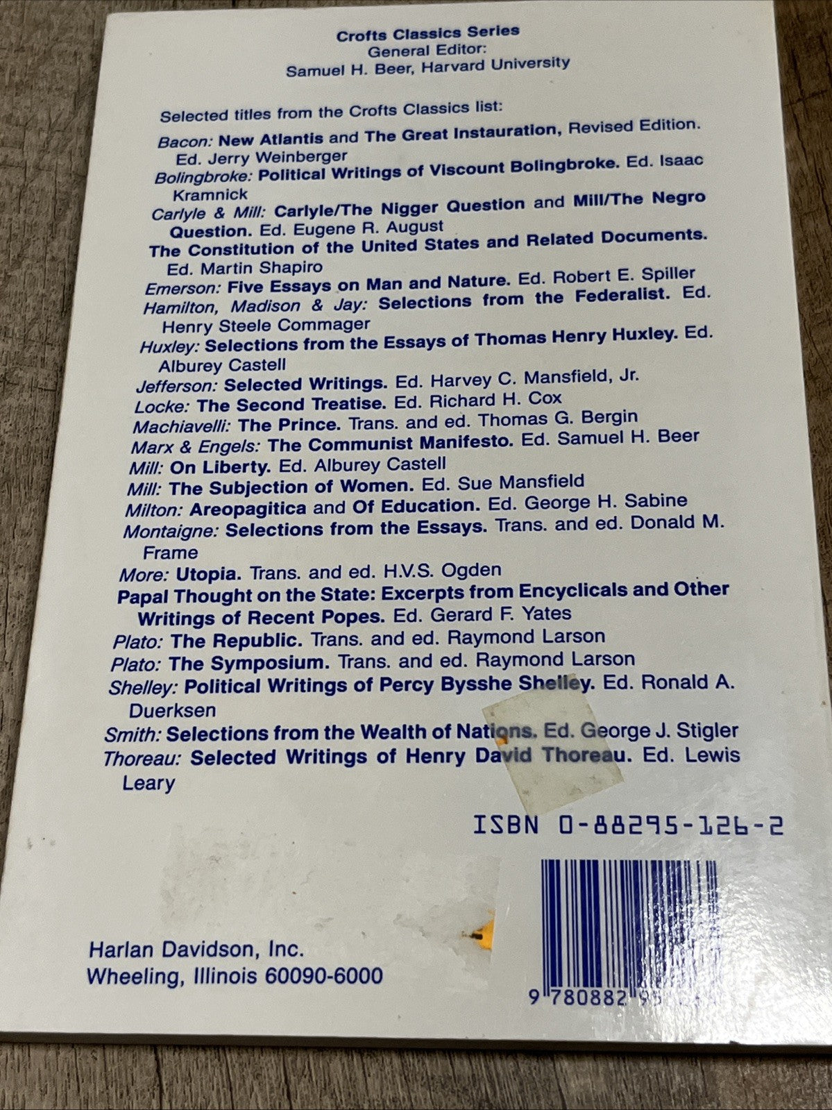 The Great Instauration and New Atlantis by Francis Bacon Paperback Book 1989