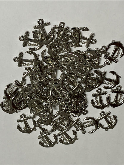 Silver Anchor Charms Lot of 49 Pc , 27x24mm - US Seller