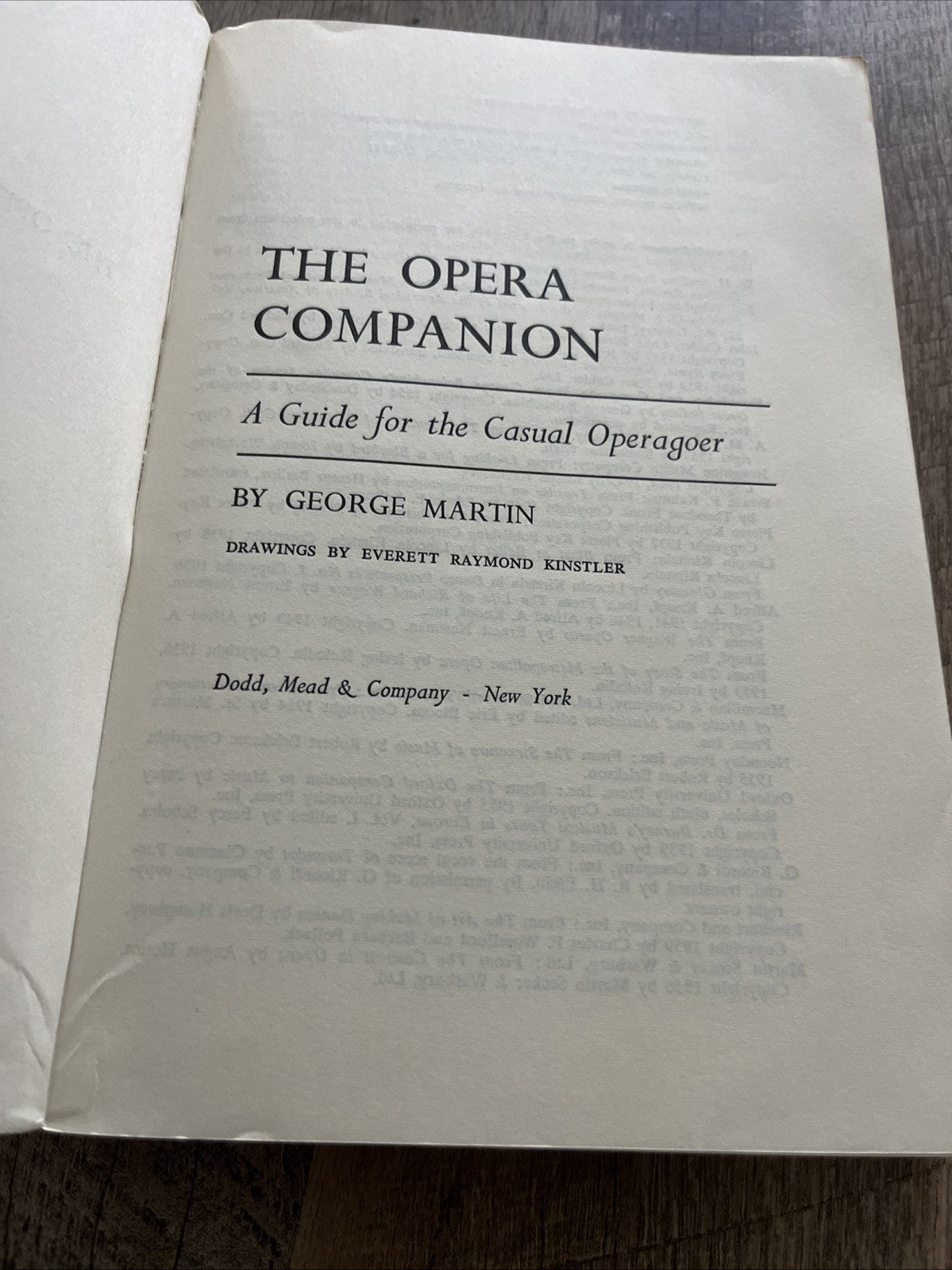 The Opera Companion: A Guild For The Casual Operagoer By Martin George . Classic