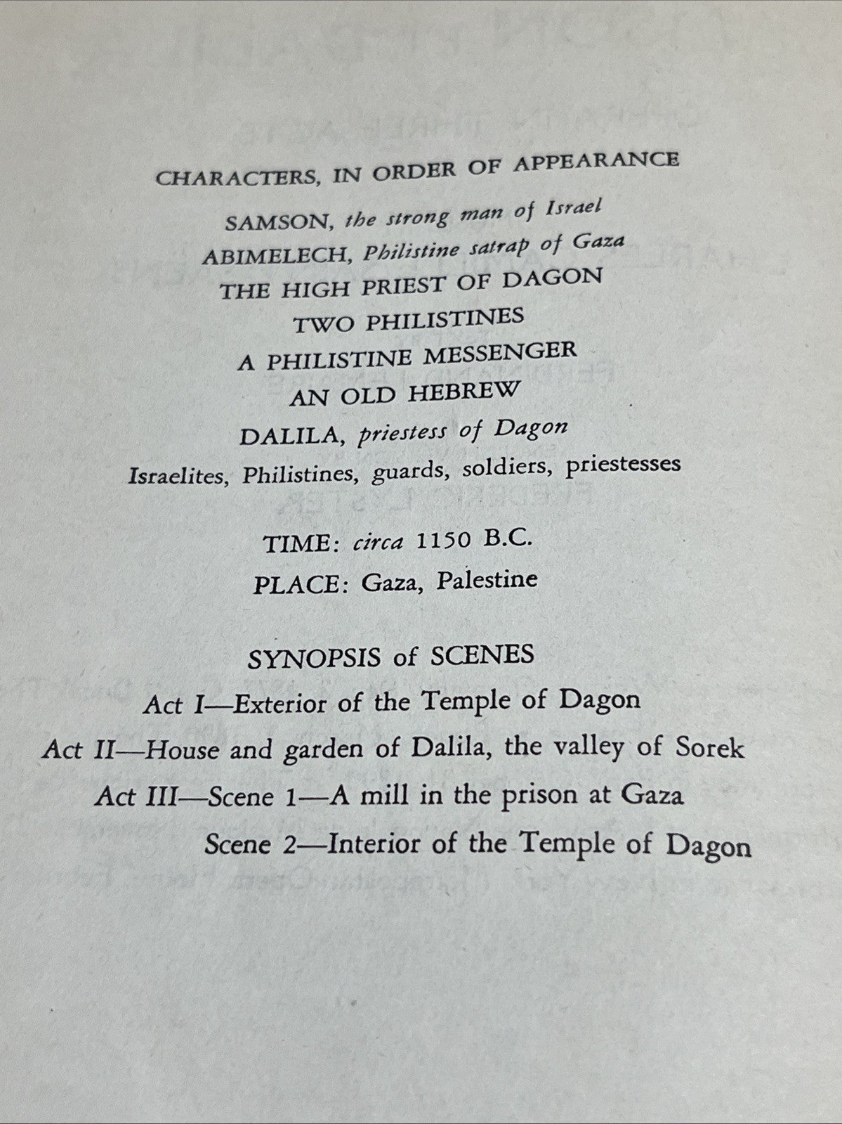 Metropolitan Opera Libretto Samson ET Dalila Opera In Three Acts ..1935