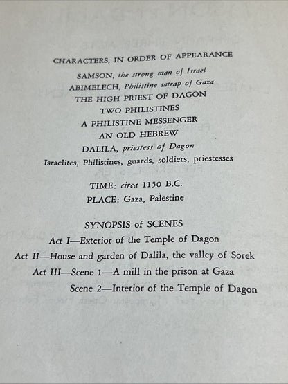 Metropolitan Opera Libretto Samson ET Dalila Opera In Three Acts ..1935