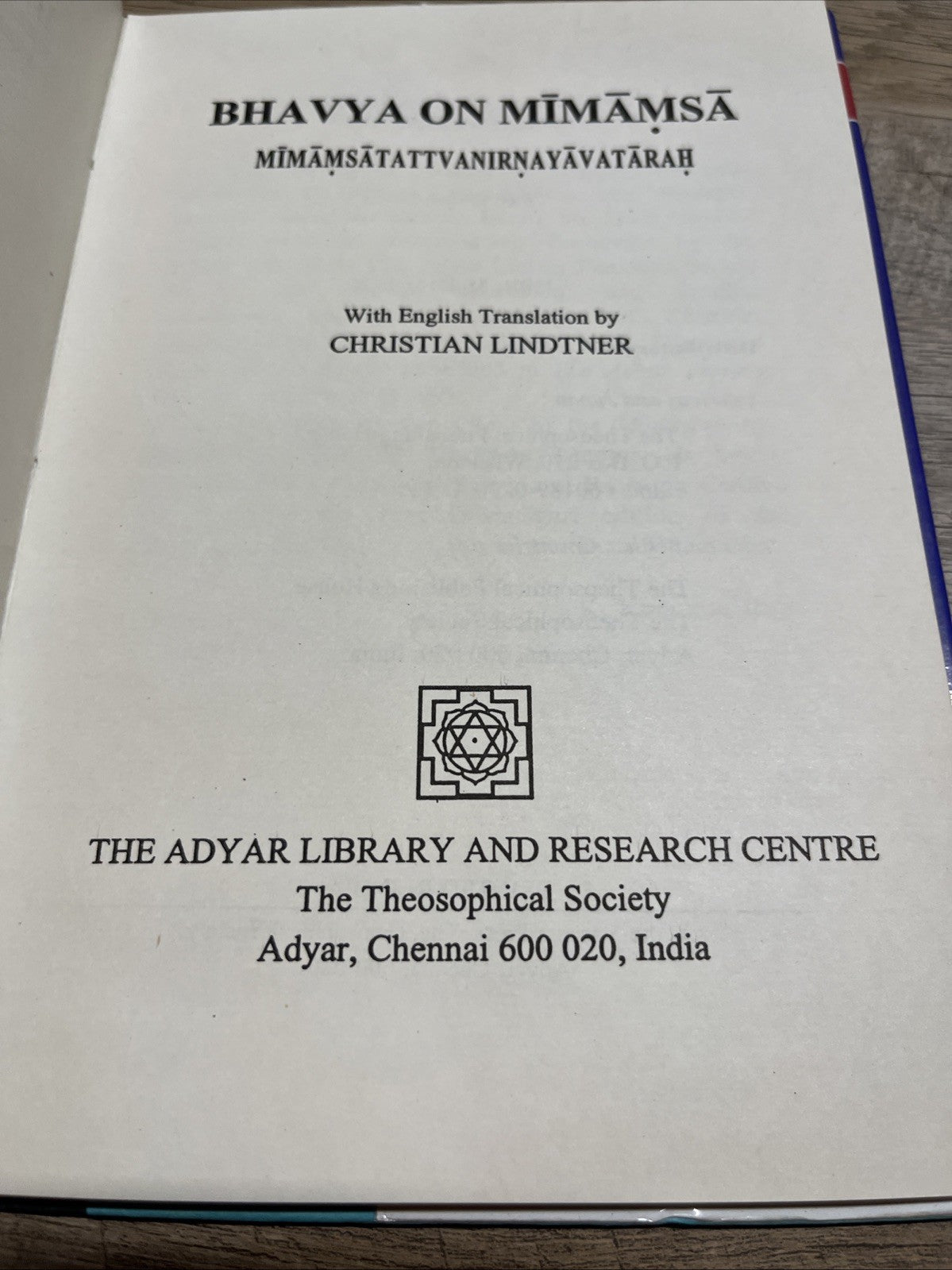 Bhavya on Mīmāṃsā Mīmāṃsātattvanirṇayāvatāraḥ by Christian Lindtner