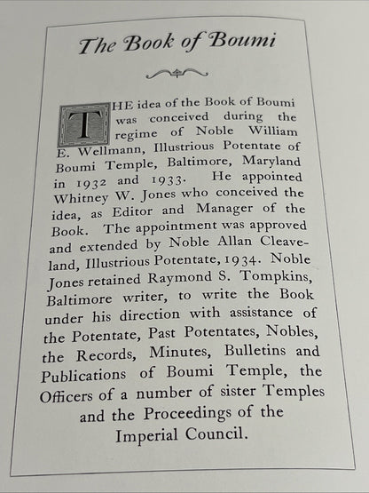 The Book Of BOUMI 1884-1934 And Story Of The Mystic Shrine, Ist Edition Tompkins