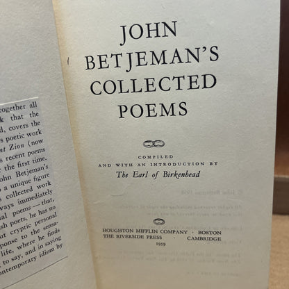 John Betjeman's Collected Poems / 1st Edition 1959