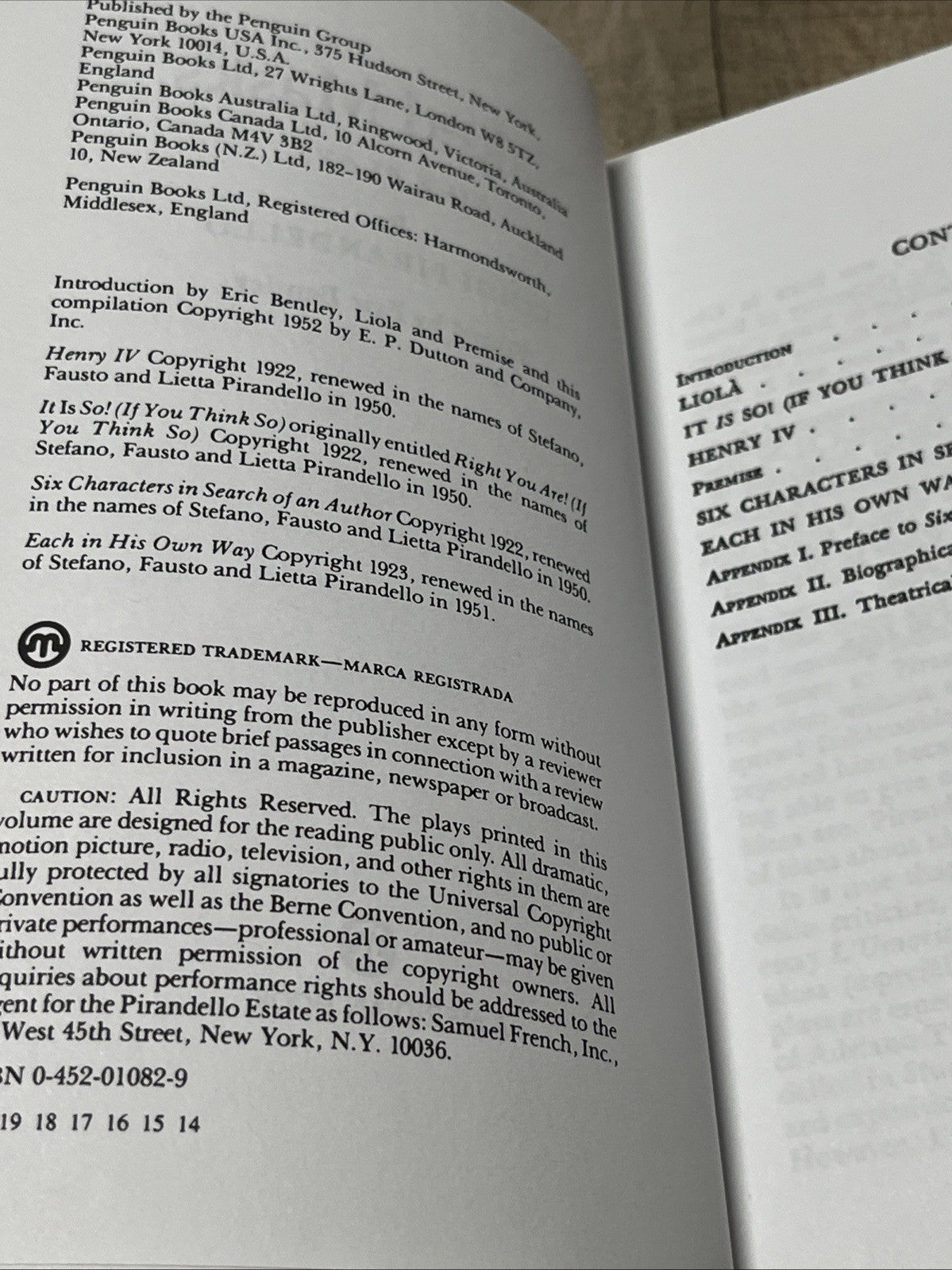 Vintage 50s Naked Masks: Five Plays by Luigi Pirandello