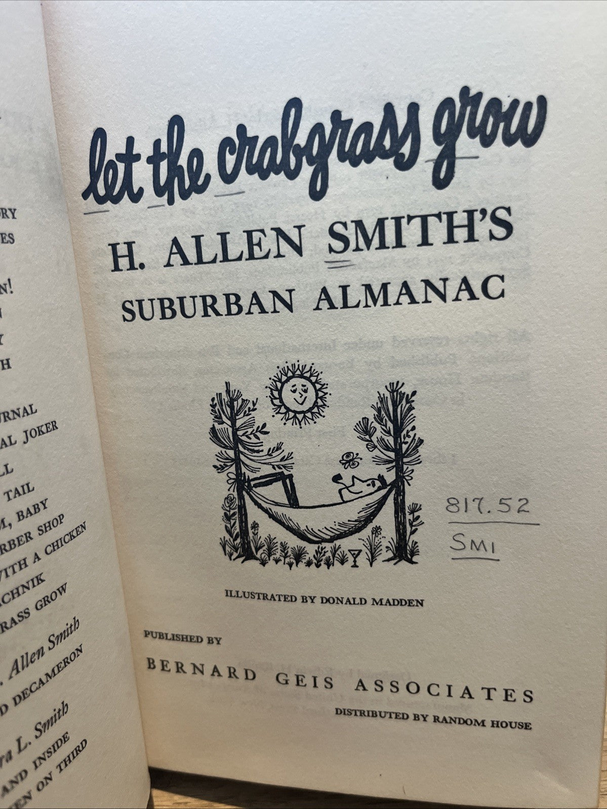 Let the Crabgrass Grow by H. Allen Smith (Bernard Geis, 1960, Hardcover)