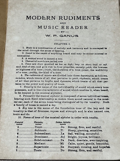 Modern Rudiments and Music Reader" by W. P. Ganus