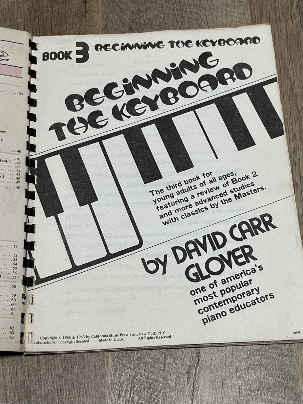 Beginning the Keyboard Book 3 by David Carr Glover (T017) 1963
