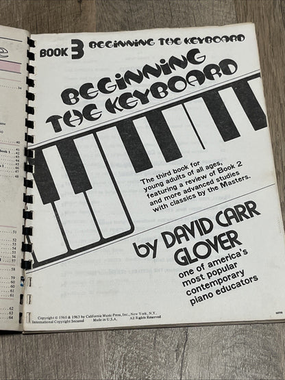 Beginning the Keyboard Book 3 by David Carr Glover (T017) 1963
