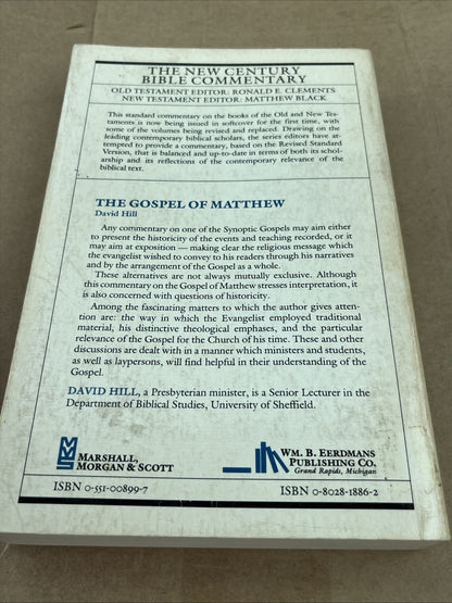 The New Century Bible Commentary: The Gospel Of Matthew By David Hill