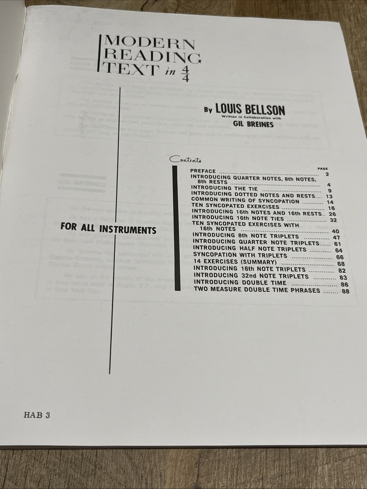 Modern Reading Text in 4/4 For All Instruments Louis Bellson Bellson For All Ins