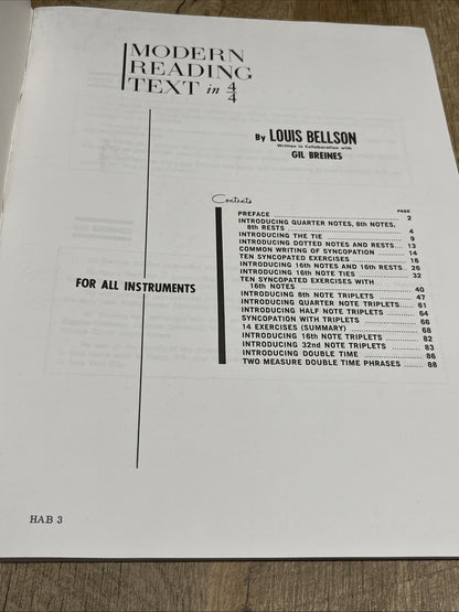Modern Reading Text in 4/4 For All Instruments Louis Bellson Bellson For All Ins