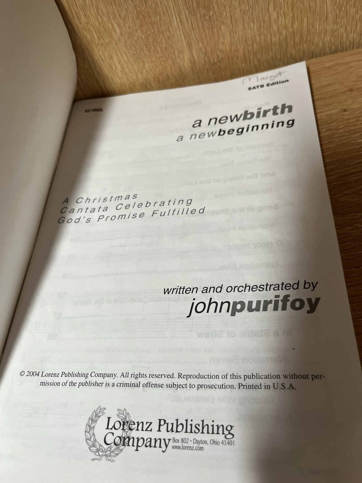 New Birth; New Beginning by John Purifoy Plus Free CD [2004] SATB Edition