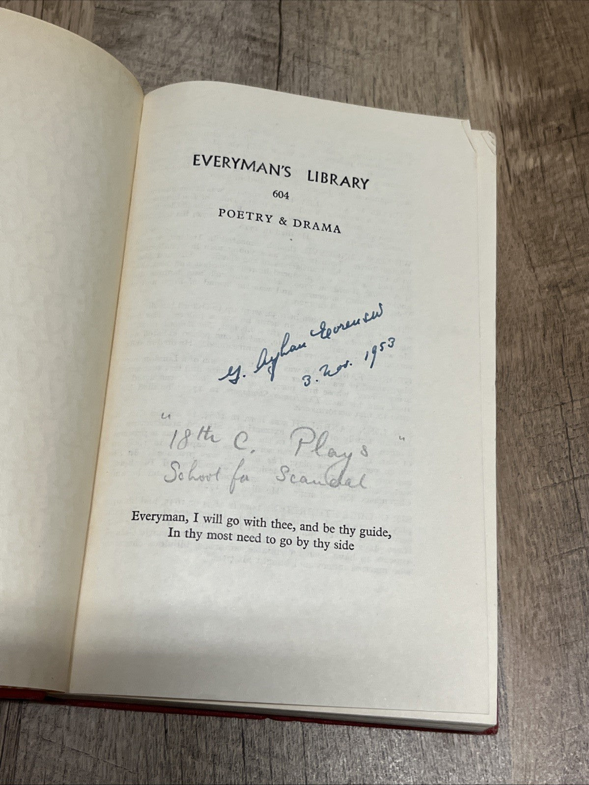 Restoration Plays By Sir Edmund Gosse | Everyman's Library | HC 1953