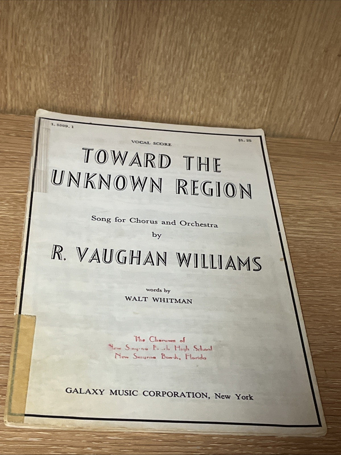 vaughan williams, ralph: toward the unknown region by walt whitman 1918
