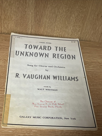 vaughan williams, ralph: toward the unknown region by walt whitman 1918
