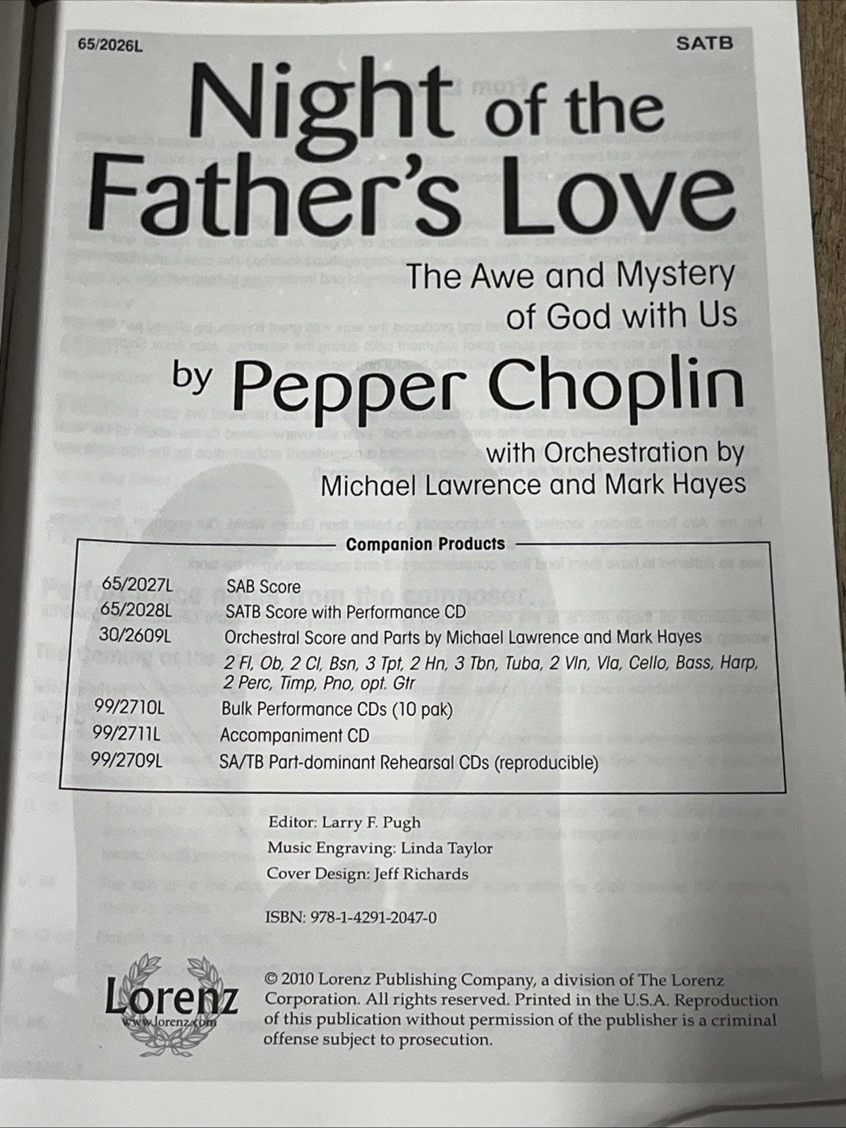NIGHT OF THE FATHER'S LOVE: THE AWE AND MYSTERY OF GOD By Pepper Choplin Plus CD