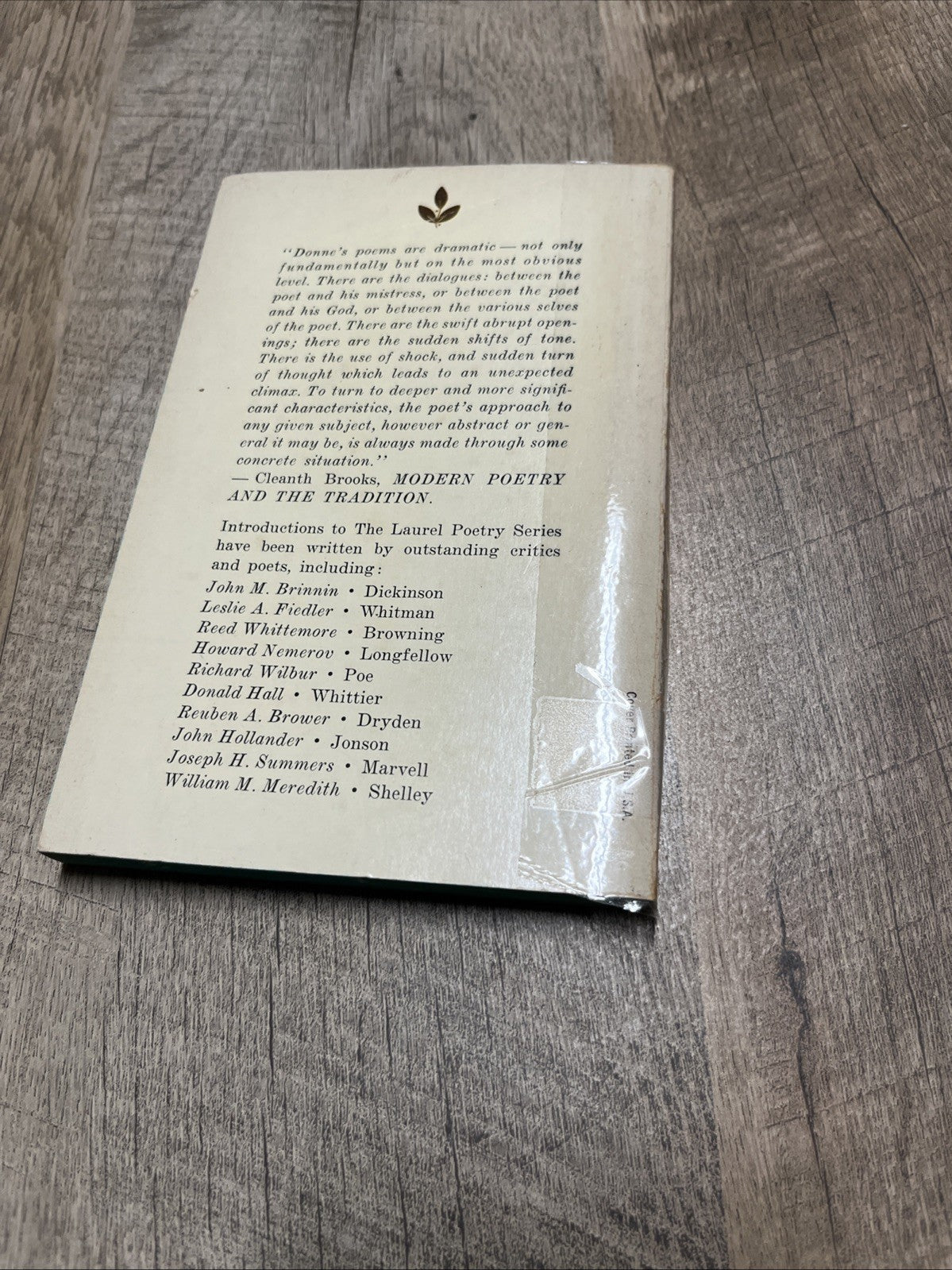 Donne The Laurel Poetry Series Wanning & Wilbur 1st Printing 1962 Vintage PB