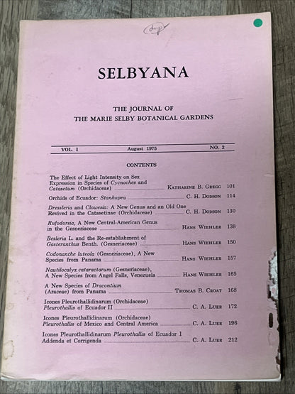 Marie Selby Botanical Gardens SELBYANA Lot of 11  The Journal  ( 1970s/80s)