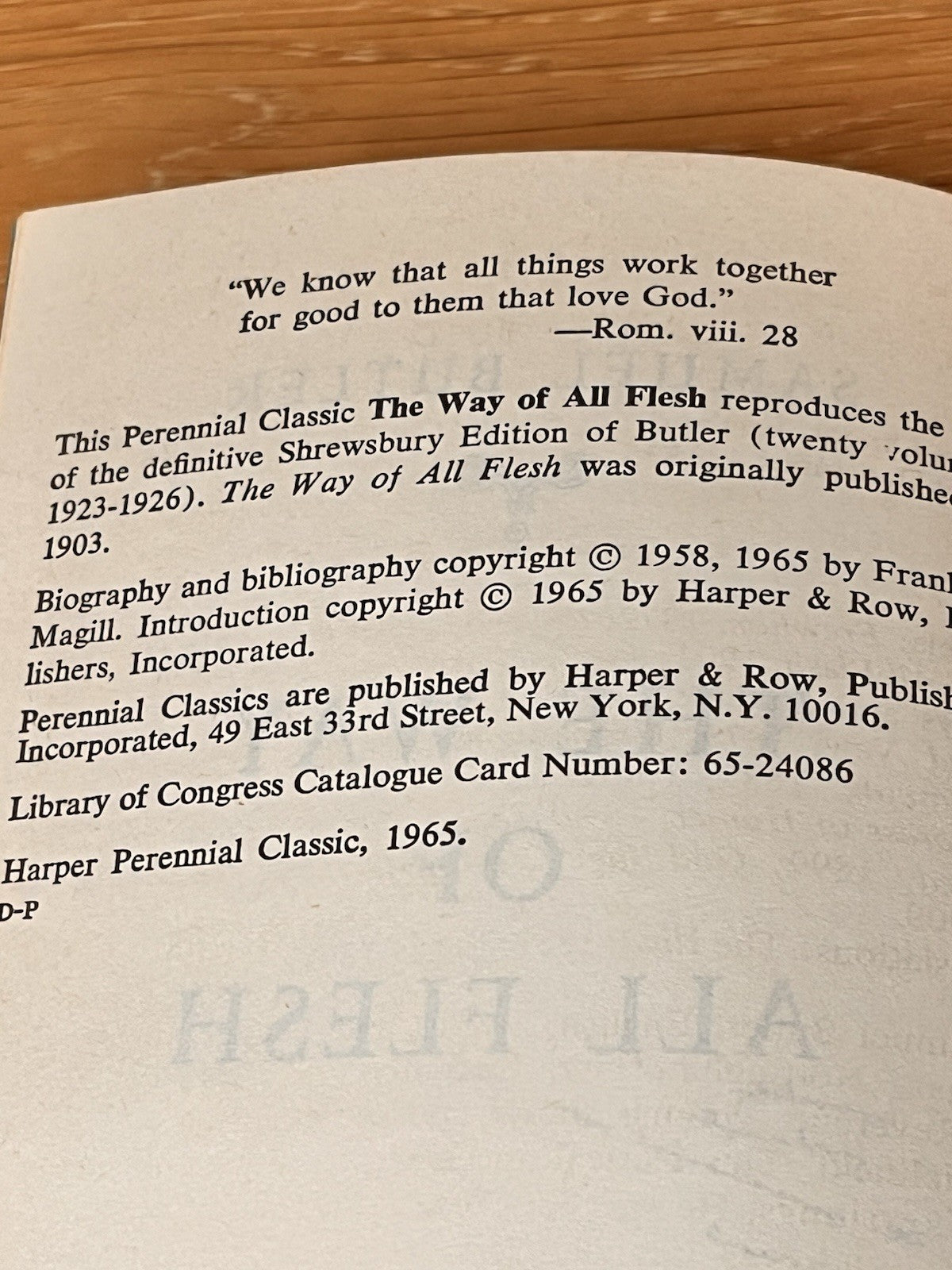 The Way of All Flesh Samuel Butler 1965 A Perennial Classic