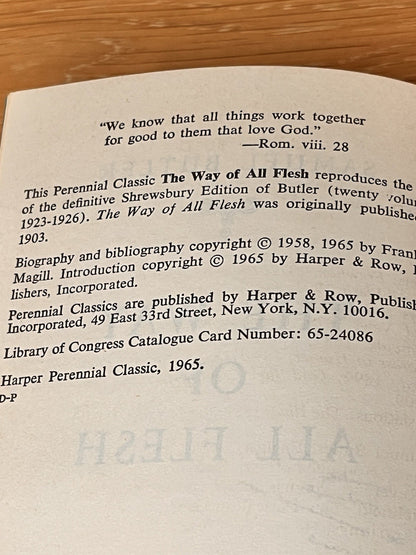 The Way of All Flesh Samuel Butler 1965 A Perennial Classic