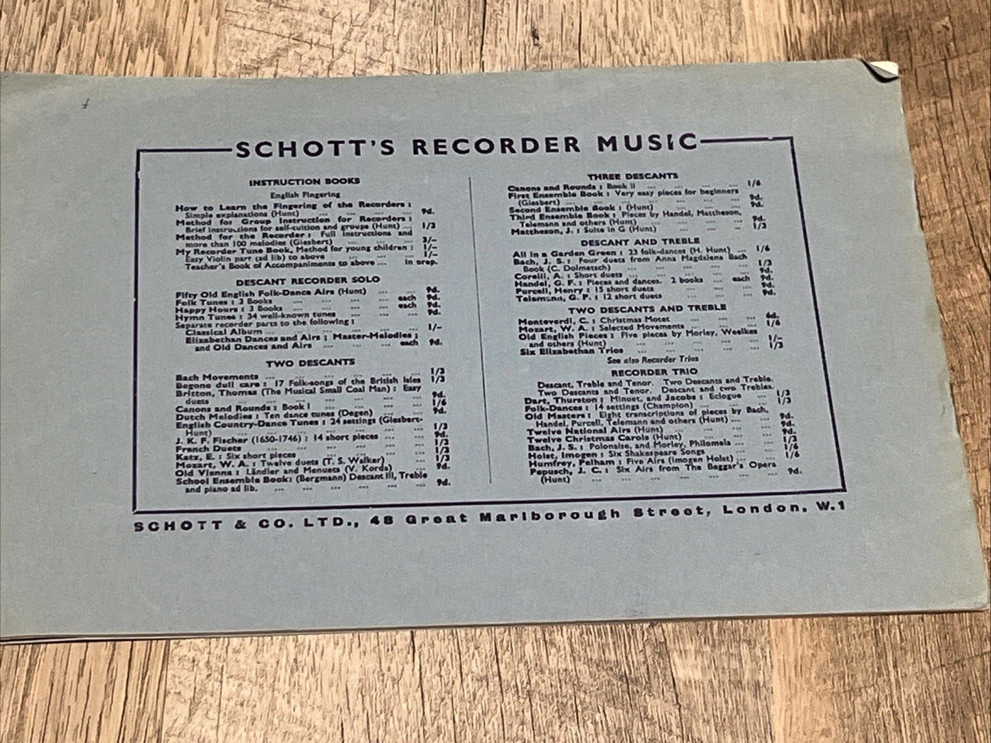 Twelve Easy Duets for Two Descant Recorders or Violins by W.A. Mozart 1947