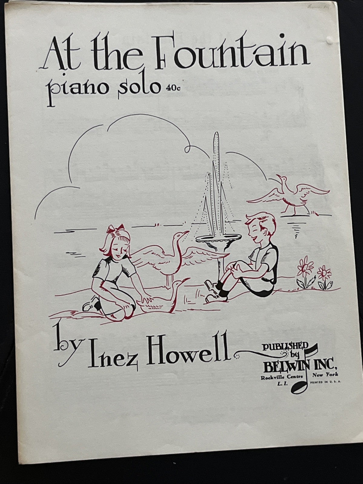 Inez Howell Piano Solo Music Single Sheet Whirlwind & At The Fountain 1952 /1953