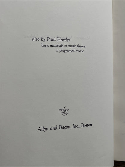 Harmony Materials in Tonal Music A Programed Course Part 1 & 2 By Paul O. Harder