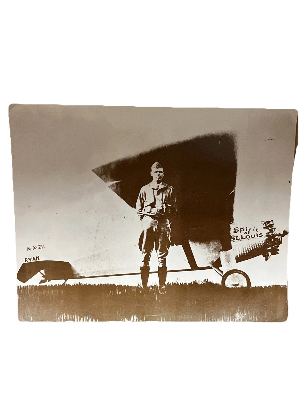 Vintage Sepia Tone Poster Print Photograph 14" x 11" - Charles Lindbergh