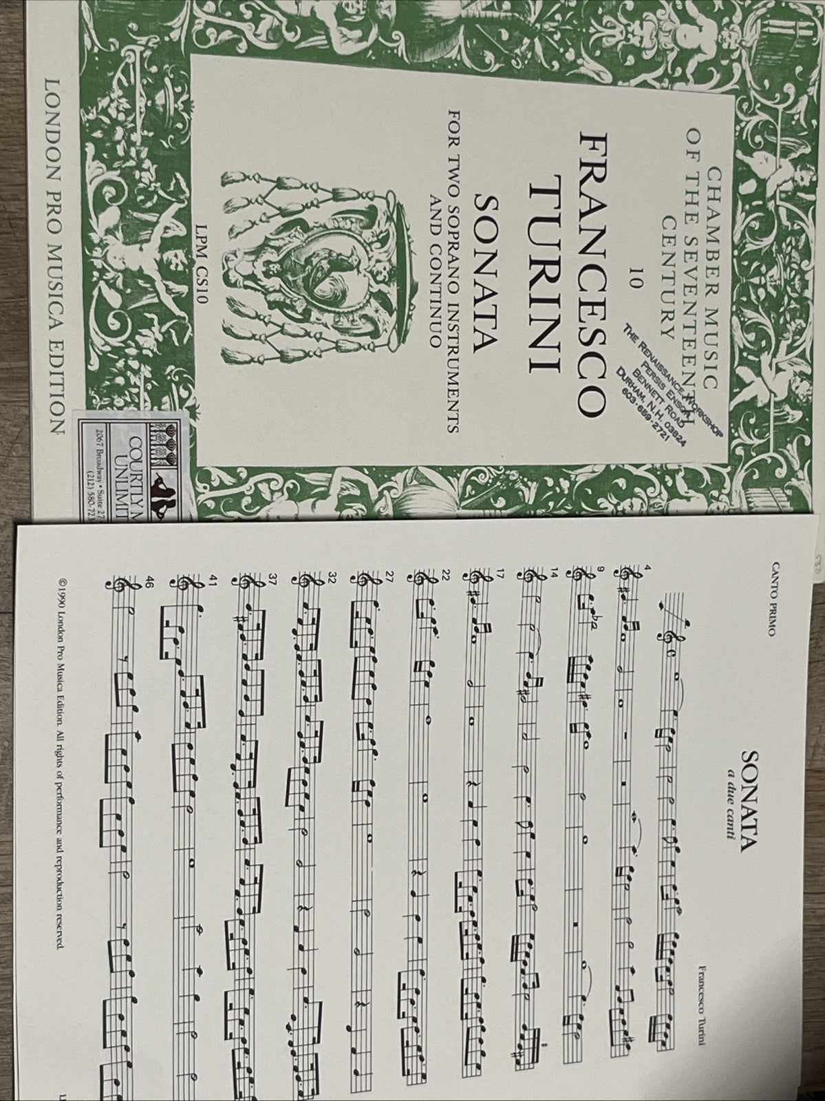 Francesco Turini - Sonata - For Two Soprano Instruments and Continuo