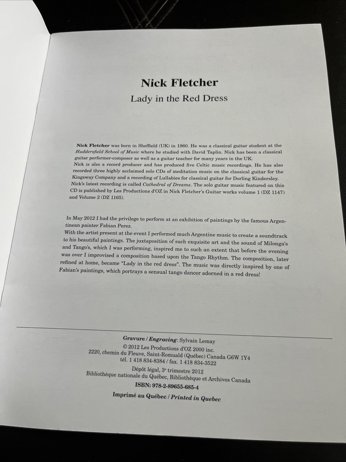 Nick Fletcher : Lady in the Red Dress Guitar Seule/Solo Guitar