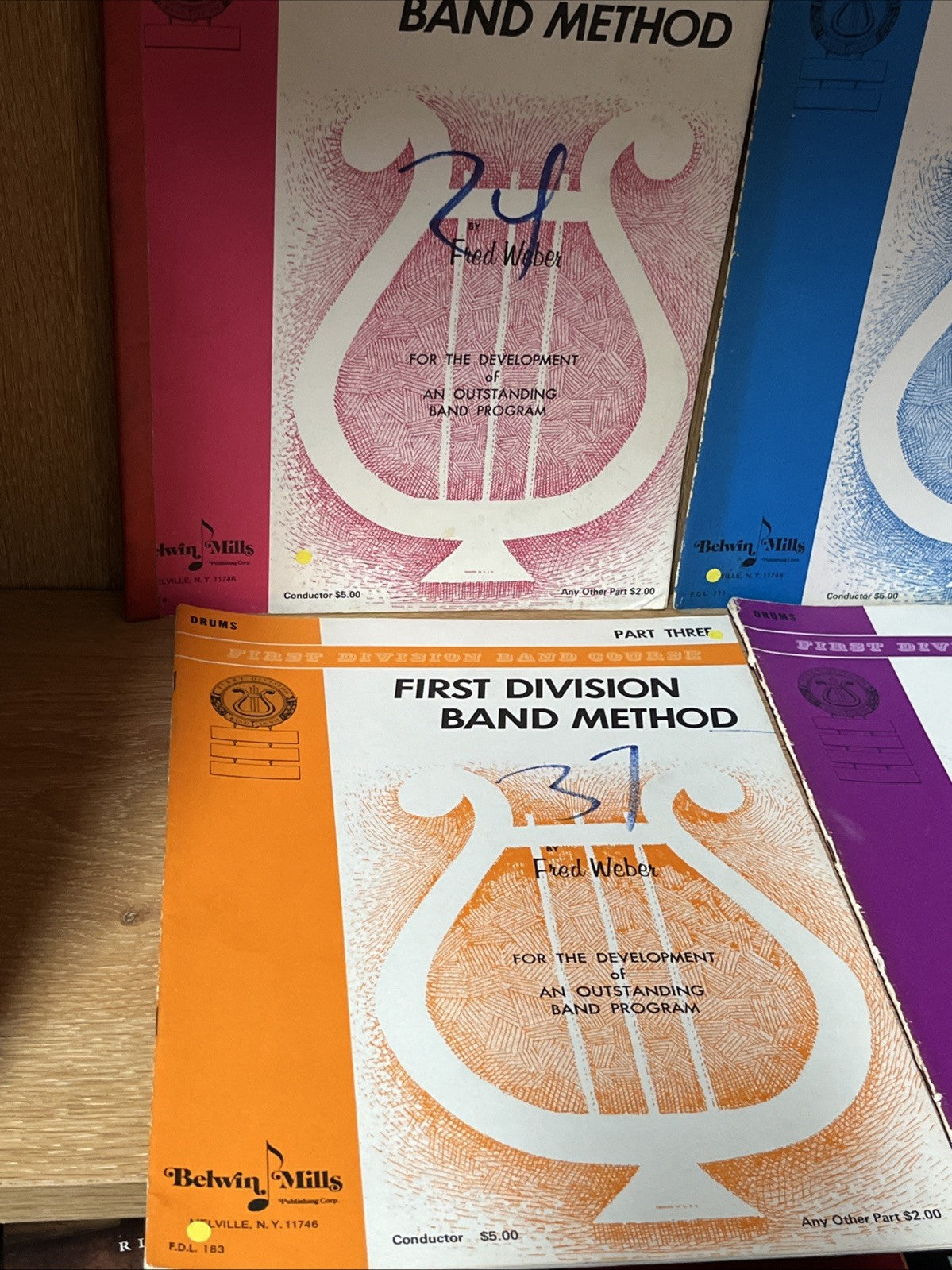 First Division Band Method Drum Sheet Book Lot Volume 1 - 4  (1960s)