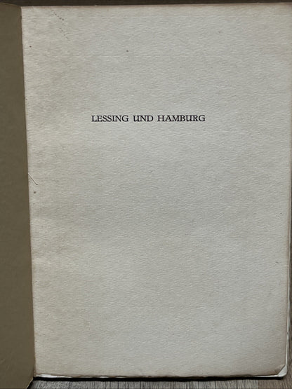 Lessing und Hamburg Festgabe Zur Zweihundertjahrfeier Erstausgabe 1729-1929