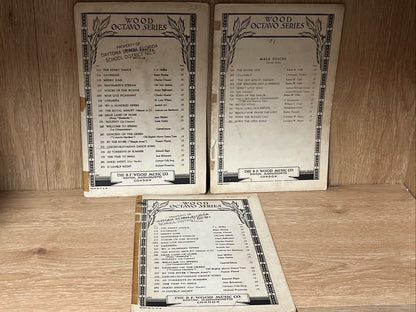 3pc Wood Octavo Series Christmas Carols Music Sheet No 7059-9, 7490-6, 1932/1941