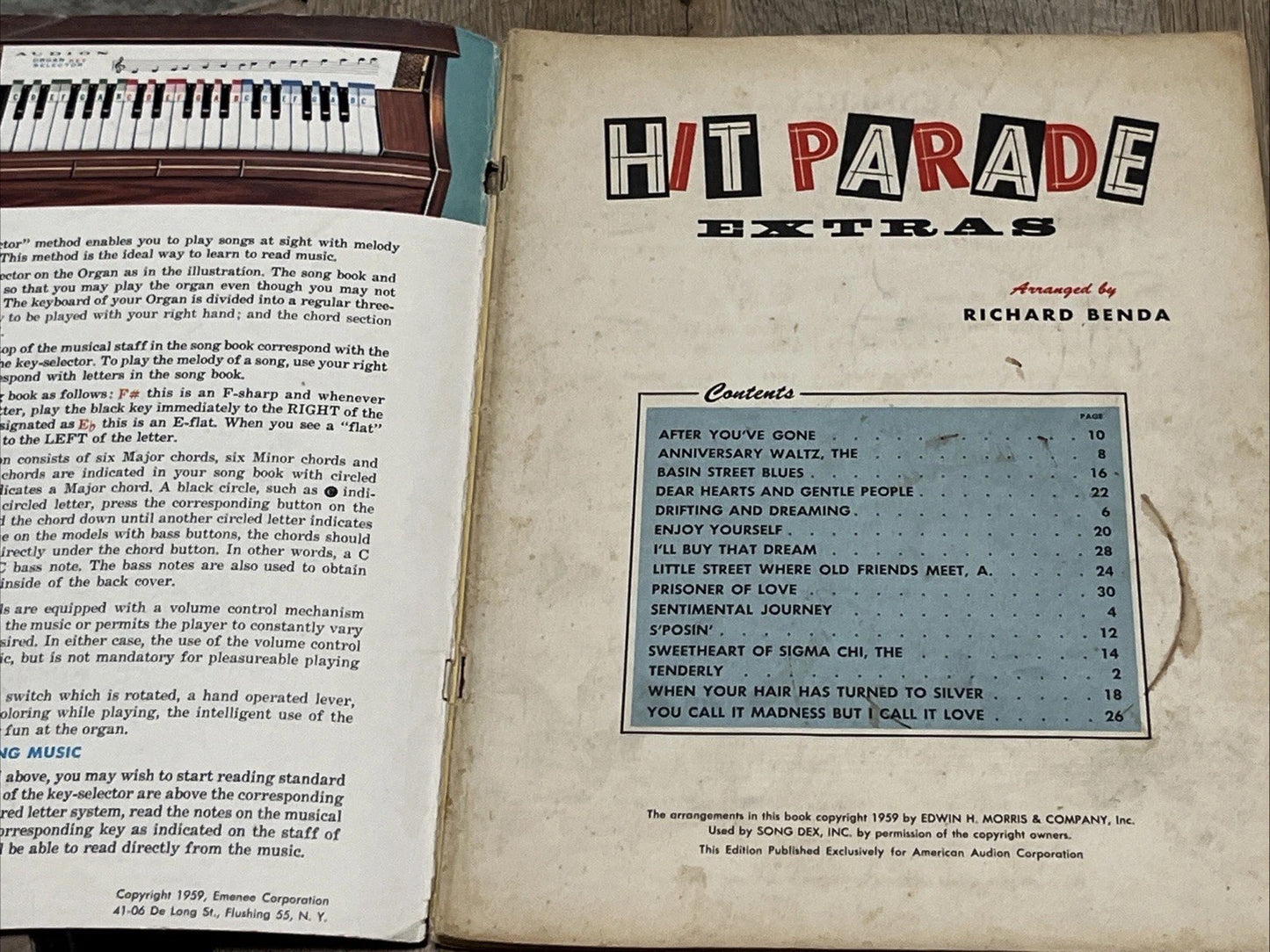 Audion Organ Key Selector Method Hit Parade Extras Book Lot /No 3, No 4, No. 5