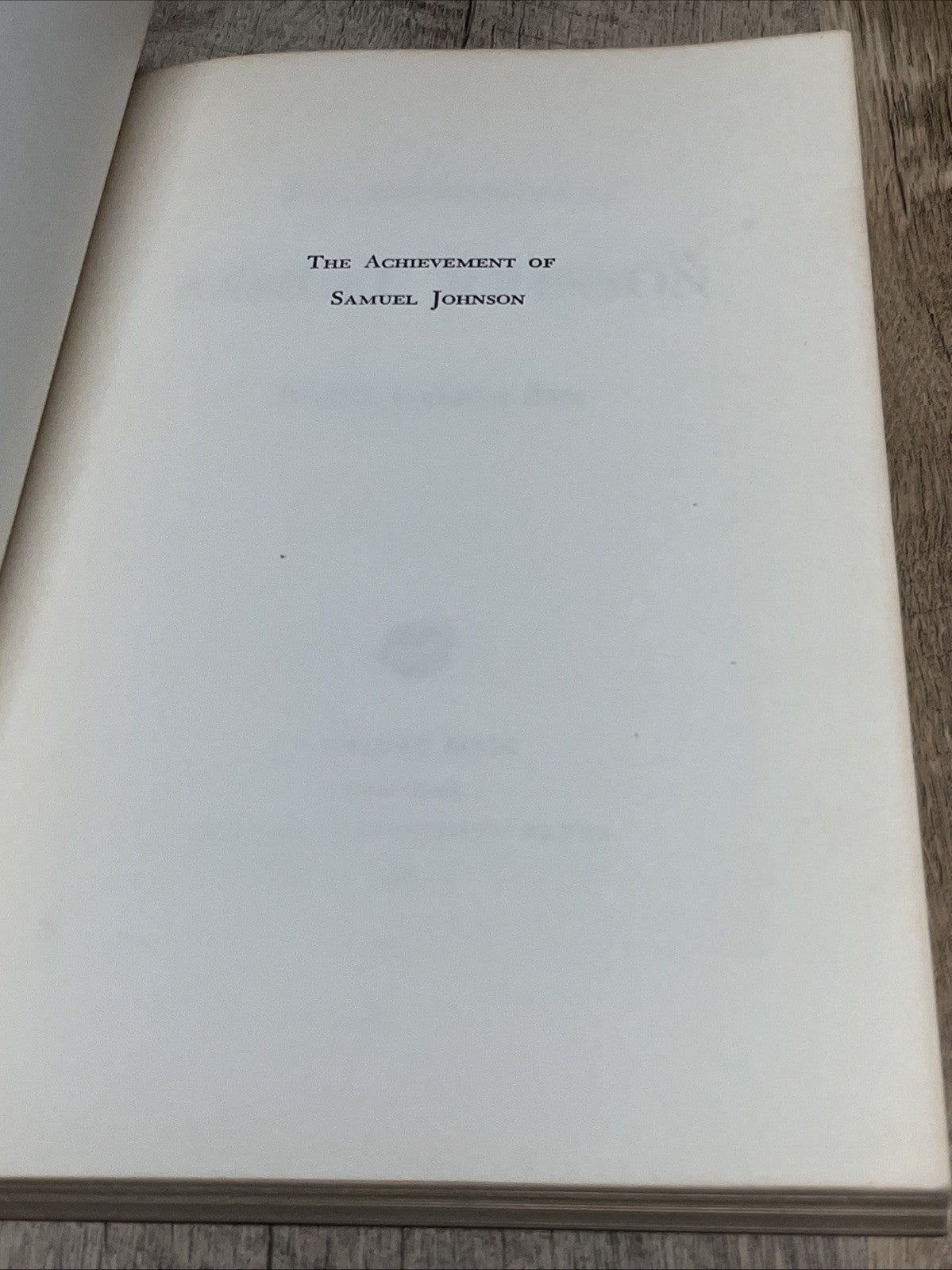 The Achievement Of Samuel Johnson 1st Ed as a Galaxy Book Walter Jackson Bate