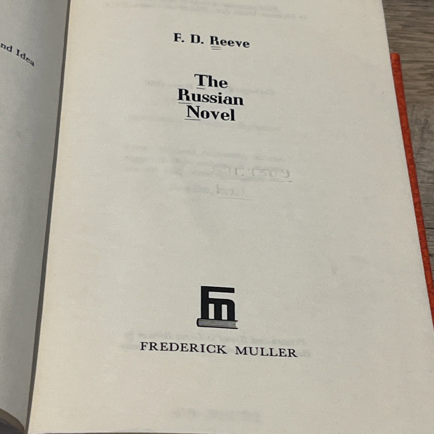 Russia Book: The Russian Novel First Edition by F.D. Reeve 1966