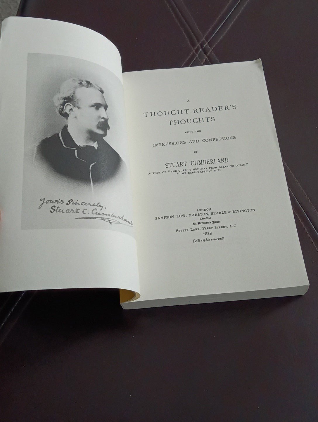 A Thought-Reader's Thoughts: Being the Impressions and Confessions of Stuart Cum