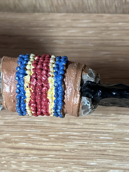 Lava Obsidian,Handmade Winchester Dagger Knife, Wrapped In Bohemian Beads 5”/8”