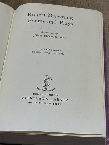 Robert Browning Poems and Plays Vol 2 : 1844-1864, Everyman's Library , 1967