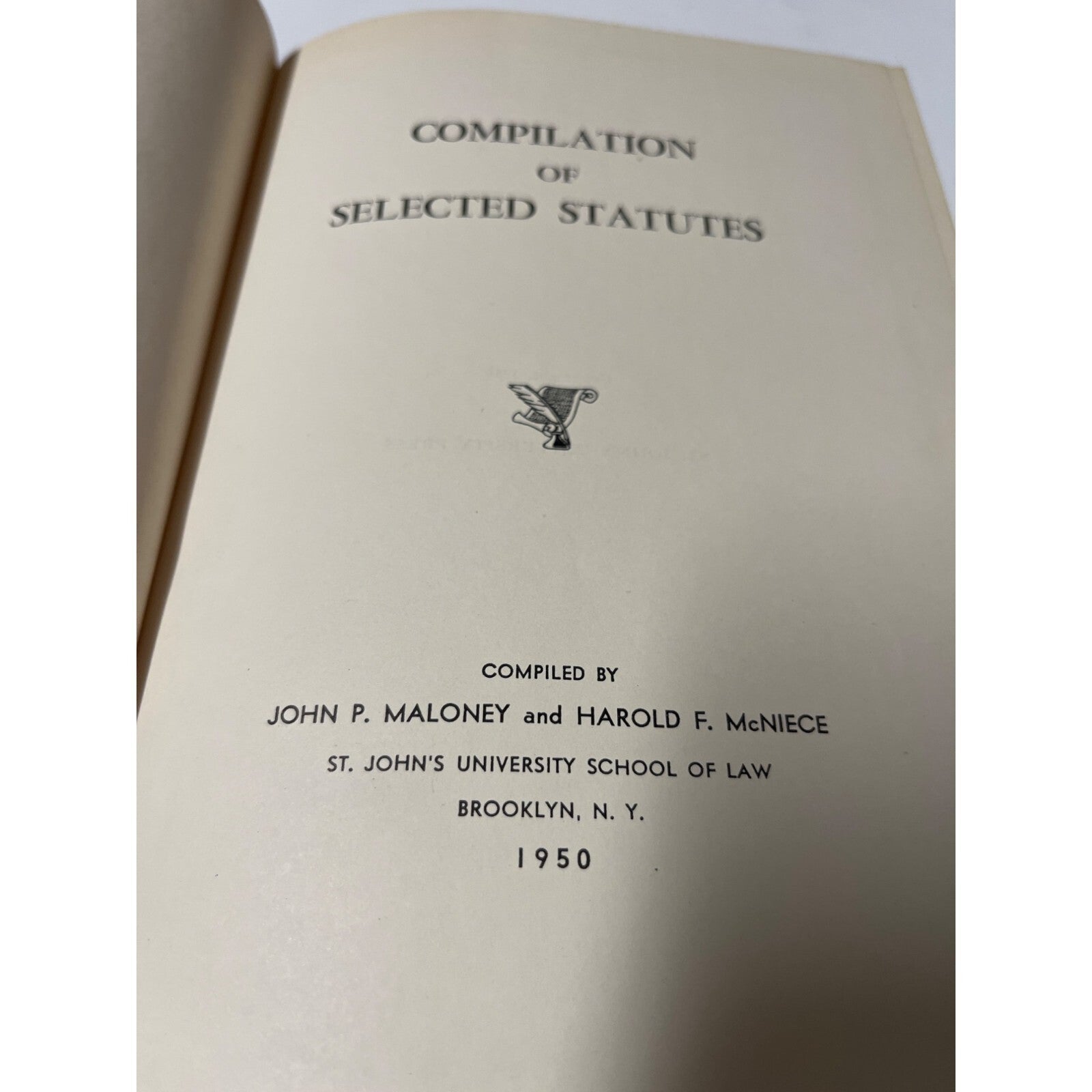 Compilation Of Selected Status By John P. Maloney and McNIECE 1950 Rare
