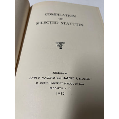 Compilation Of Selected Status By John P. Maloney and McNIECE 1950 Rare