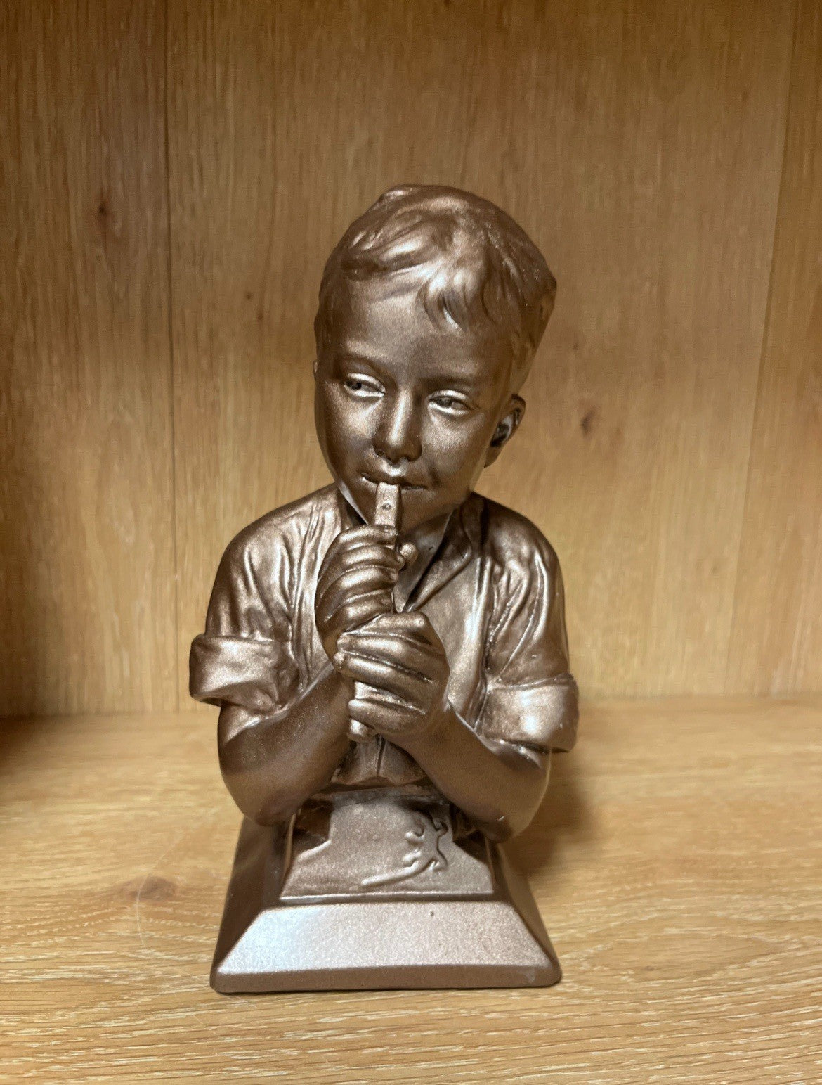 Signed and Marked Emmanual Villanis Bookend Busts Boy Playing Flutes