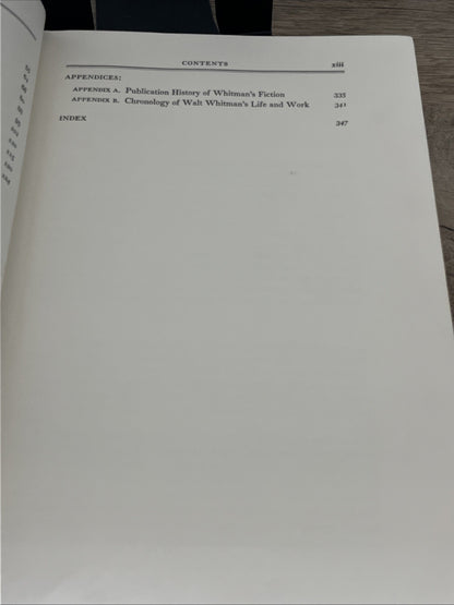 Walt Whitman: The Early Poems and the Fiction 1963 Collected Writings Accepted